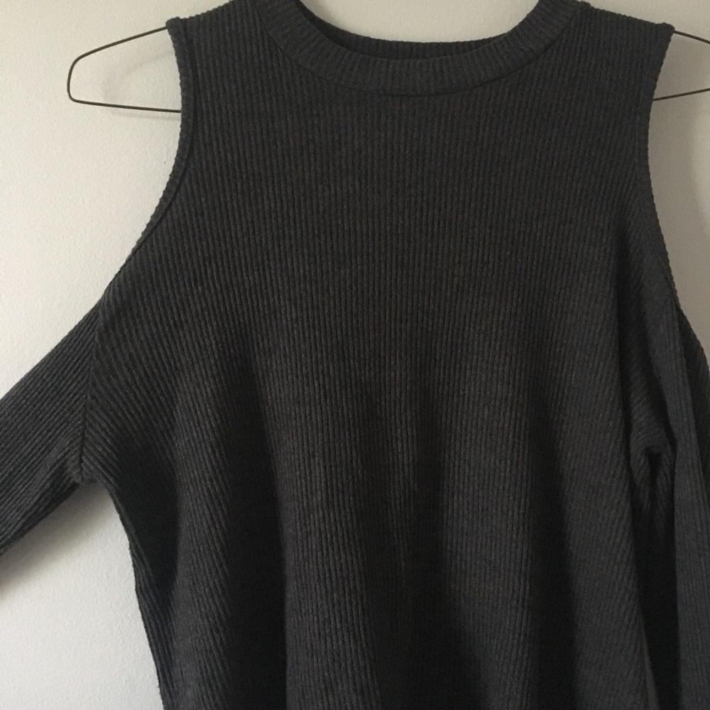 Dark Gray Cold Shoulder Sweater